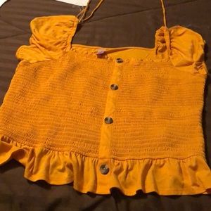 Smocked button top